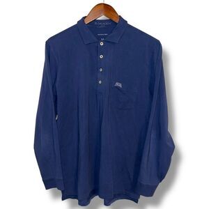 B. Draddy Navy Long Sleeve Cotton Golf Polo Shirt Size M